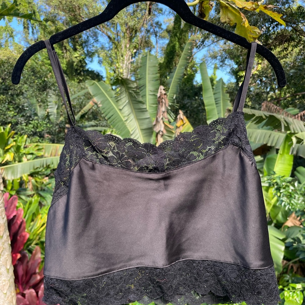 Black Satin Lace Cami
